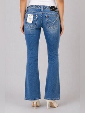 Miss Me Mid Rise Boot Cut Rhinestone Jeans 29